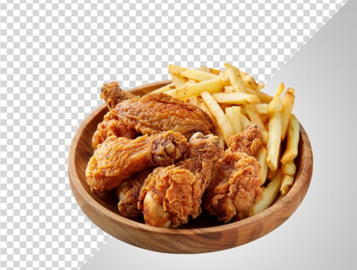 87 Alita de pollo frita con patata